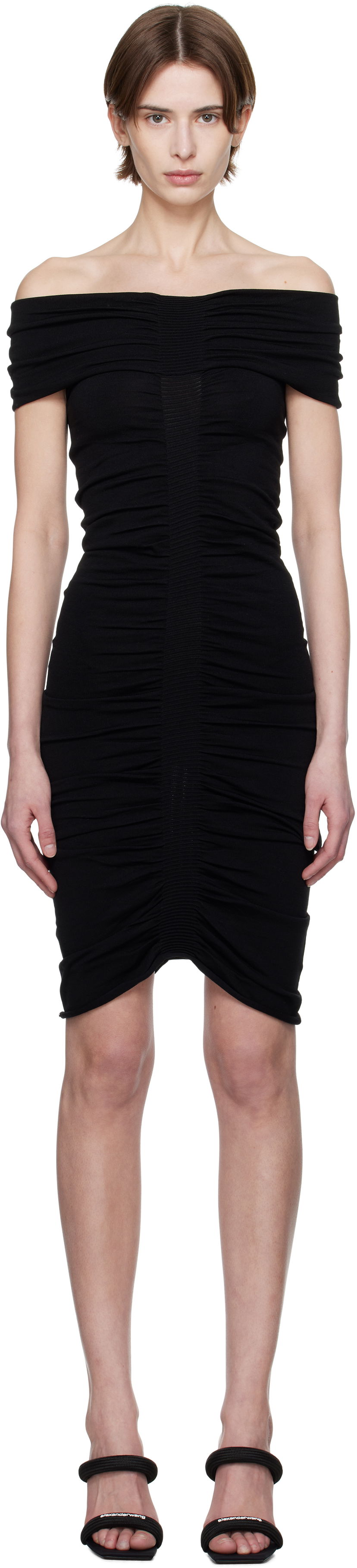 Obleke Alexander Wang Alexander Wang Ruched Mini Dress Črna | 1KC1256030