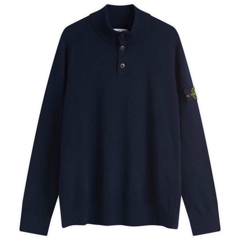 Pleteni pulover Stone Island Stone Island Geelong Wool Half Button Knit, Large Mornarica | K1S155100043-V0020