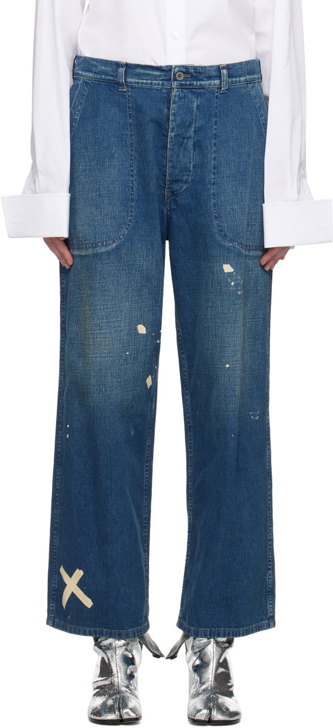 Kavbojke Maison Margiela Paint Splatter Jeans Modra | S51KA0592 S30877