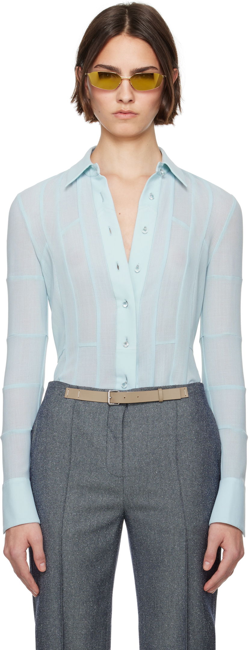 Srajce Tory Burch Tory Burch Button Down Shirt Modra | 173622-435
