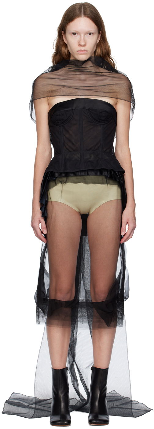 Šala Maison Margiela Sheer Draped Bow Stole Črna | S29TH0116 S48403