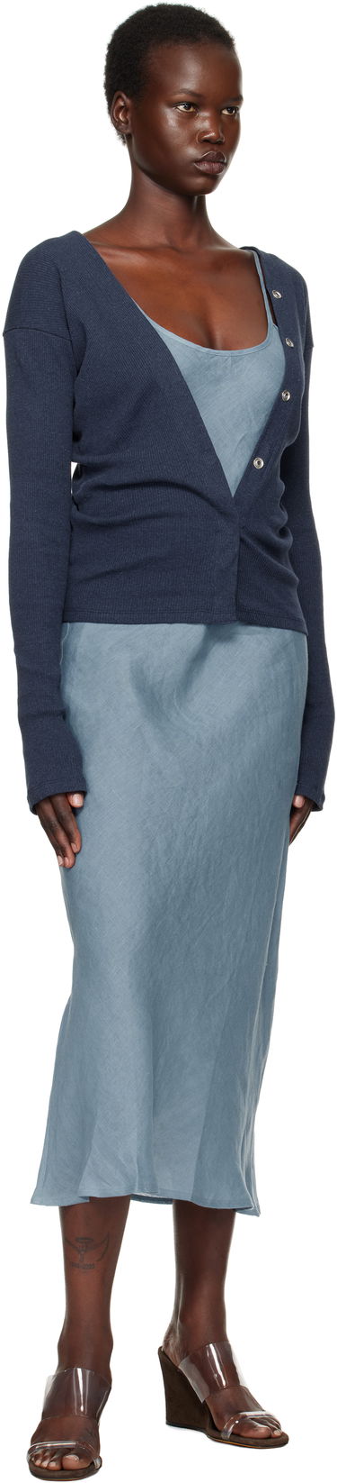 Pleteni pulover Baserange Snaps Cardigan Modra | TOTVC-RC-SP25, 3