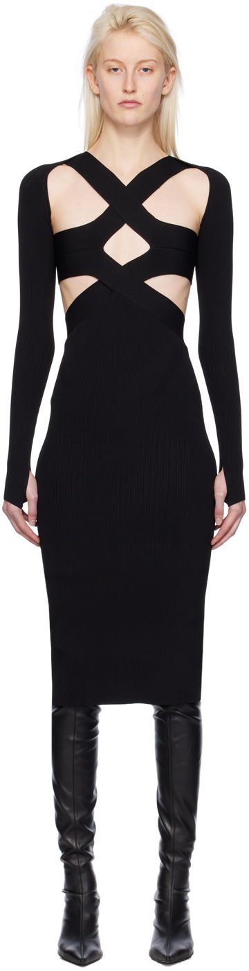 Obleke Dion Lee Harness Bra Midi Dress Črna | A7782PS24