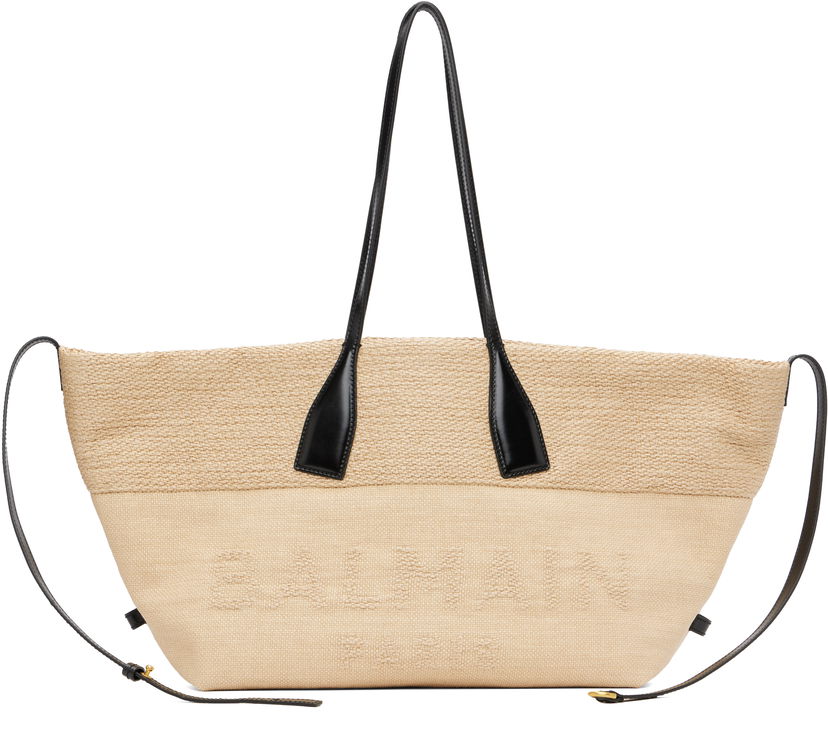 Tote bag Balmain Track Raffia Tote Bež | FN1FI015TJHD