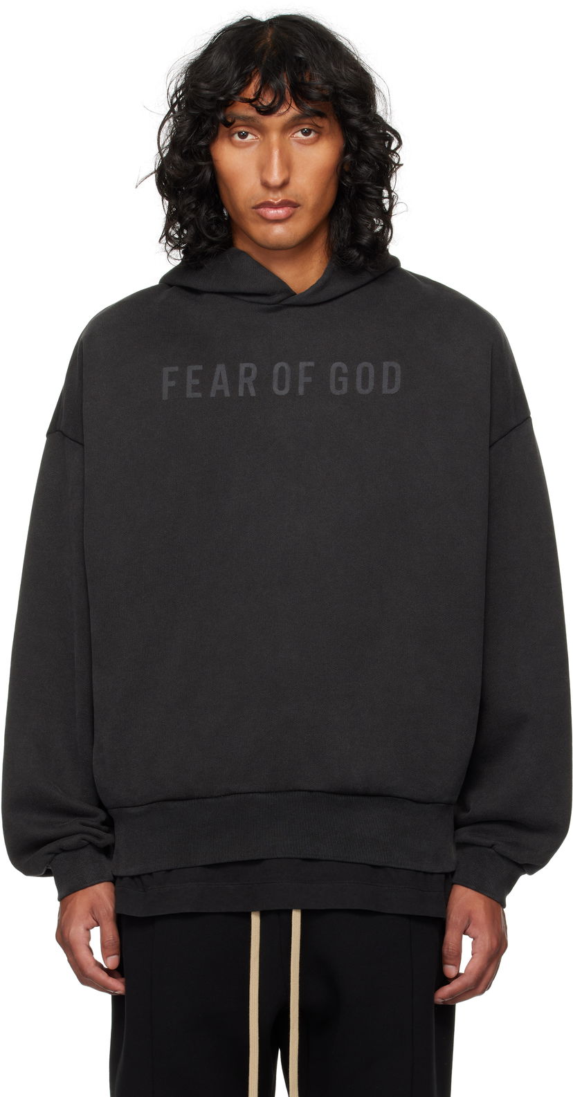 Pulover Fear of God Black Terry Hoodie Črna | FG24FW50-8205LBTER