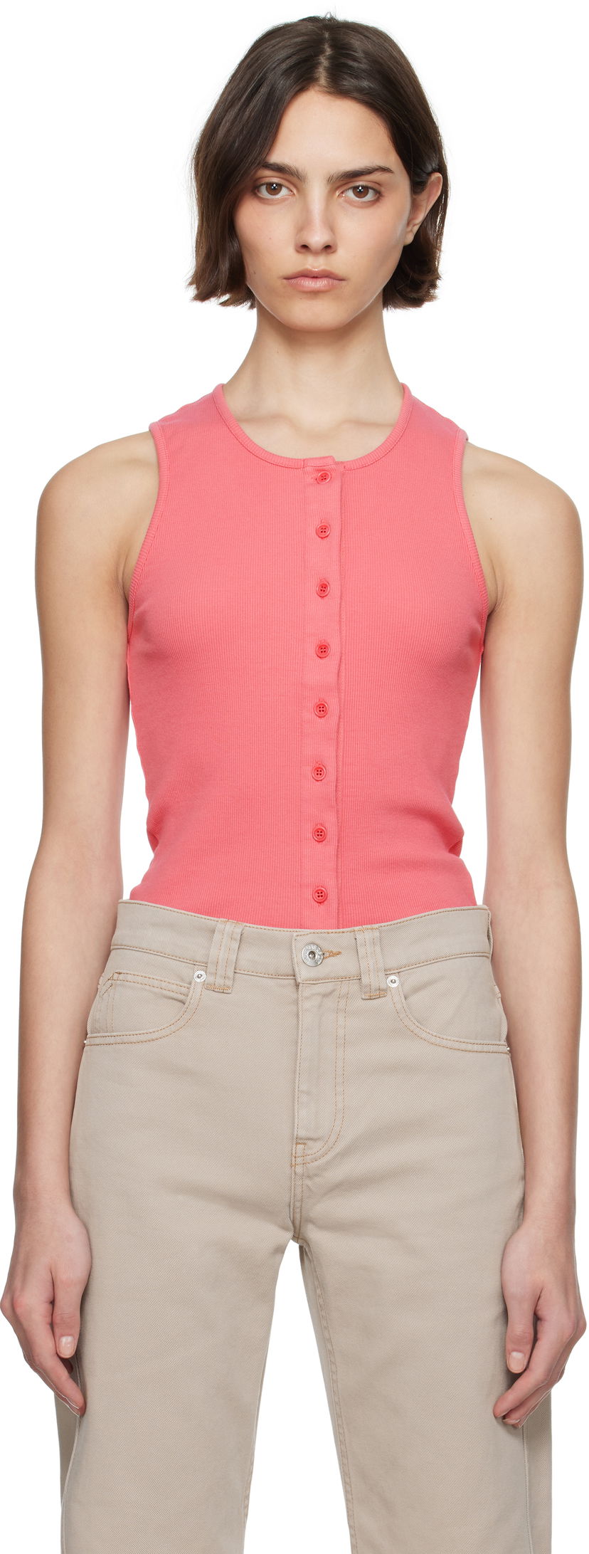 Majica brez rokavov JW Anderson JW Anderson Buttoned Tank Top Roza | JO0266-PG1512