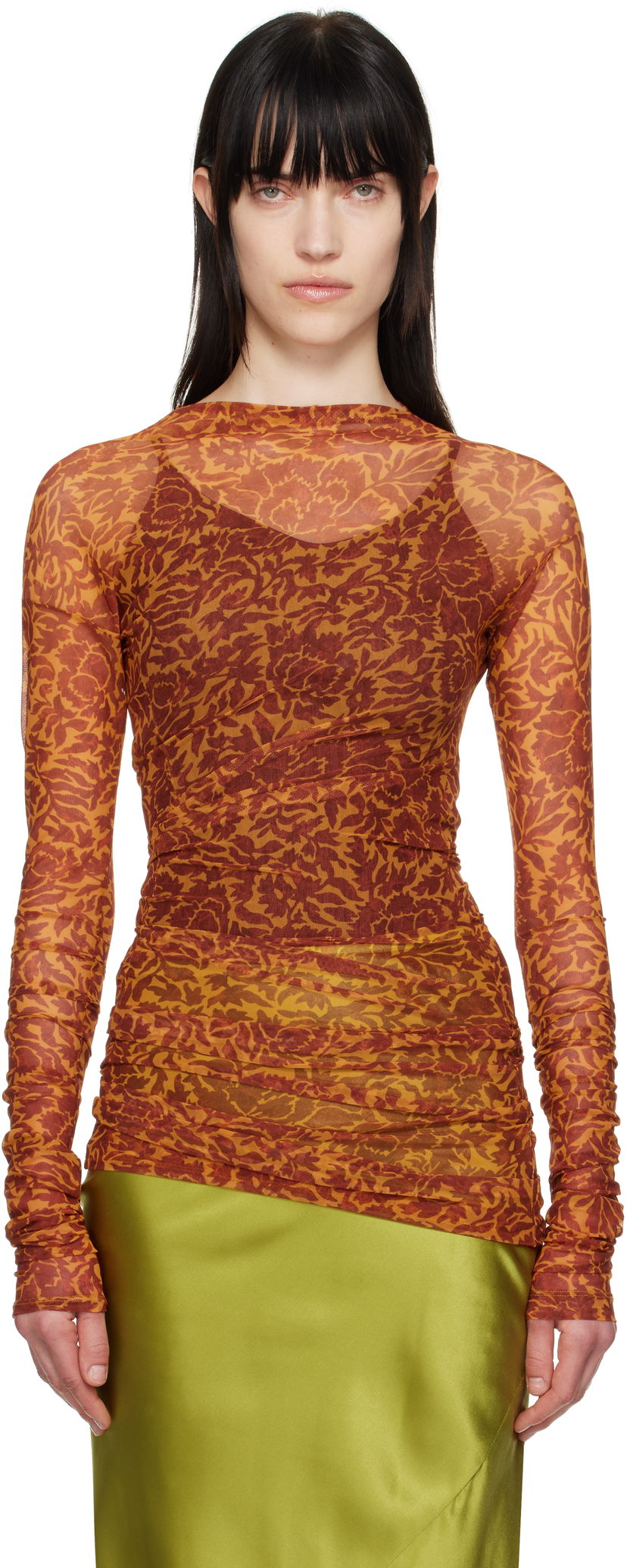 Majica Dries Van Noten Dries Van Noten Printed Long Sleeve T-shirt Oranžna | 251-011161-1619