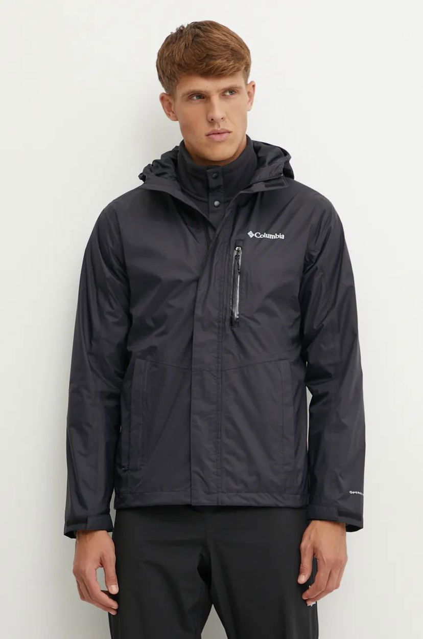 Vetrovka Columbia Pouring Adventure Men's Waterproof Jacket Črna | 2117171