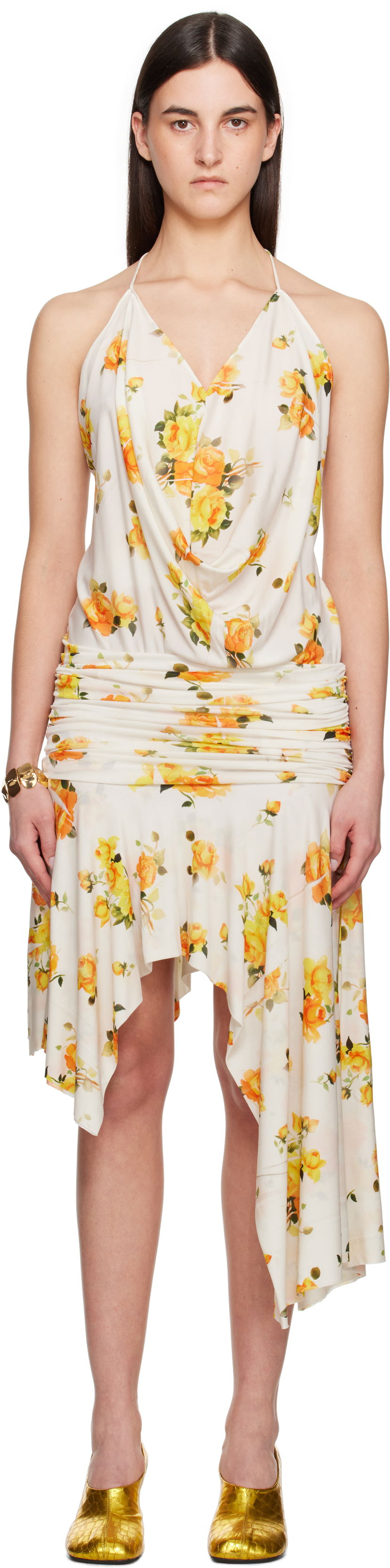Obleke Acne Studios Acne Studios Strap Floral-Print Midi Dress Rumena | A20789-