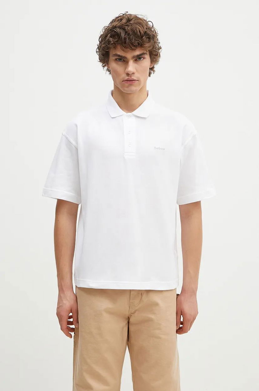 Polo majica Barbour Polo Shirt Dunand Bela | MML1426