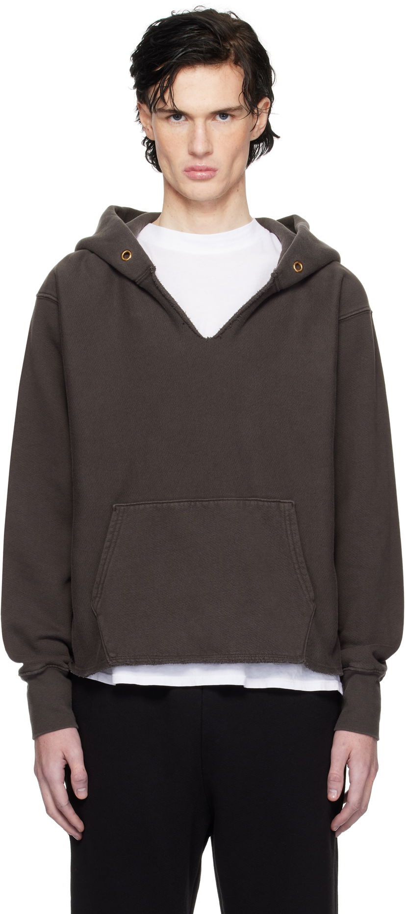 Pulover LES TIEN Heavyweight Cropped Hoodie Rjava | CF-1091