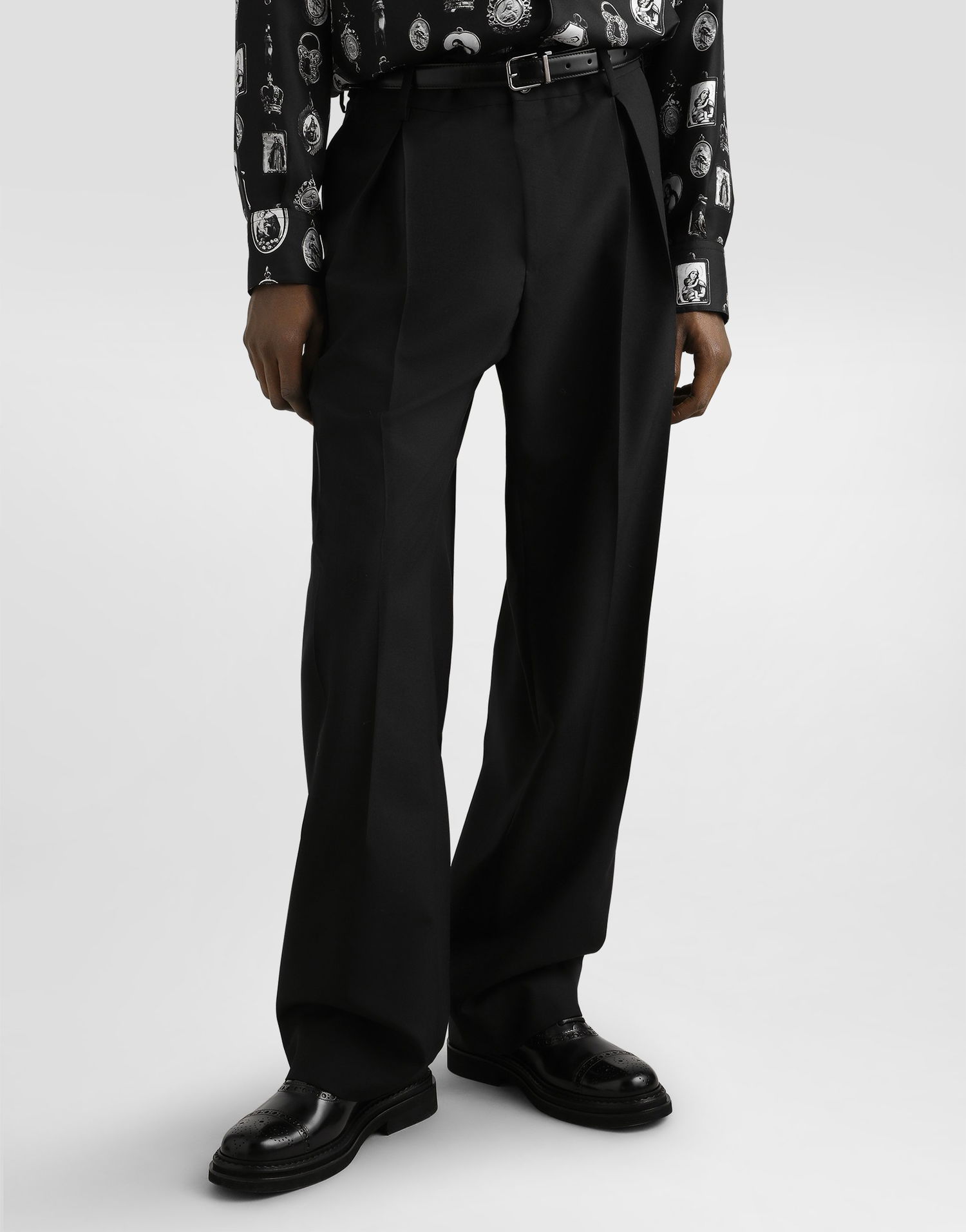 Hlače Dolce & Gabbana Dolce & Gabbana Wool Blend Pleated Trousers Črna | GP149THUMF3N0000, 1