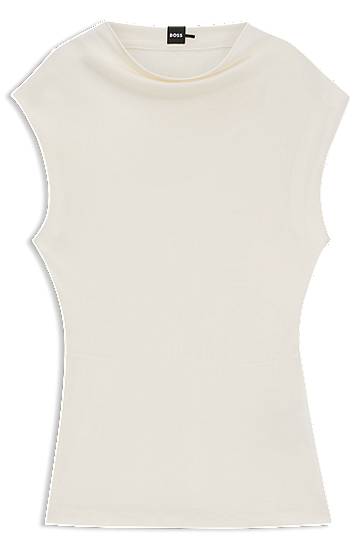Majica brez rokavov BOSS BOSS Matte High-Neck Sleeveless Top Bela | 50541896