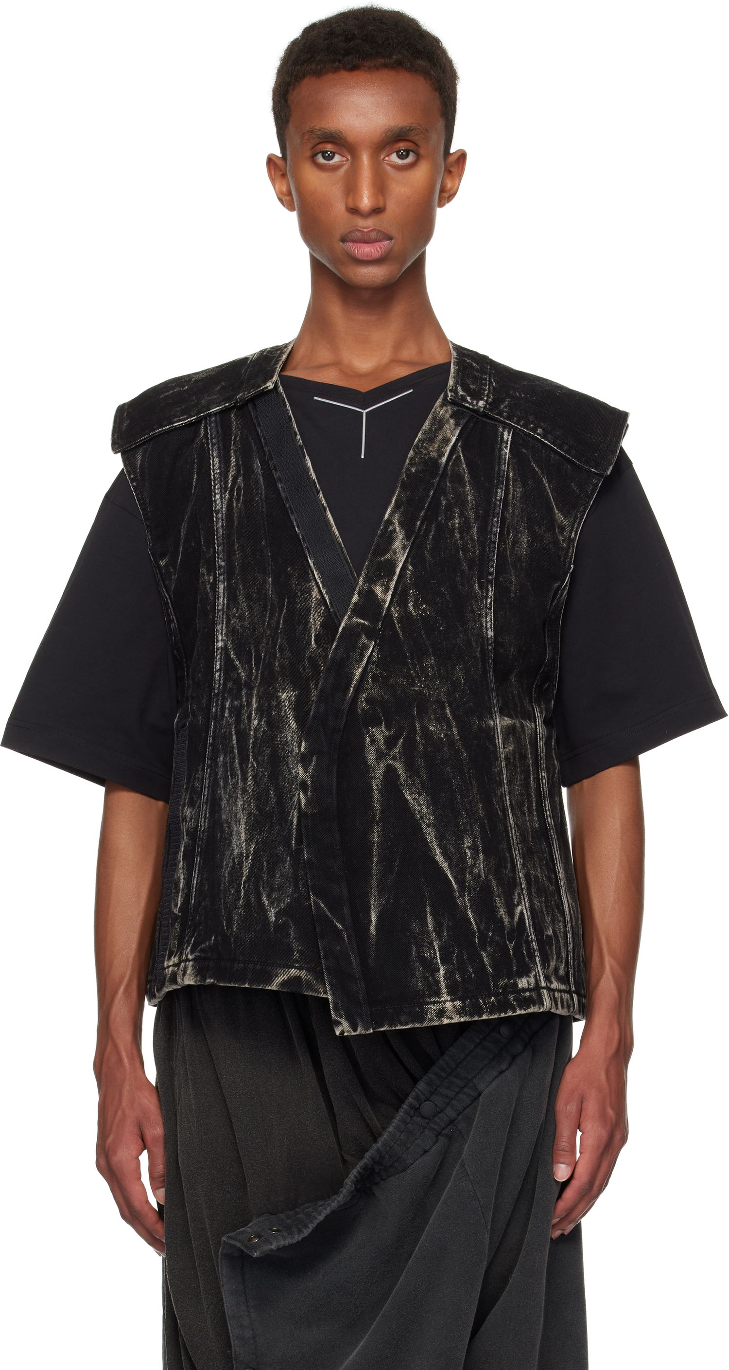 Telovnik Y/PROJECT Vertical Whiskers Denim Vest Črna | 107JA004, 0