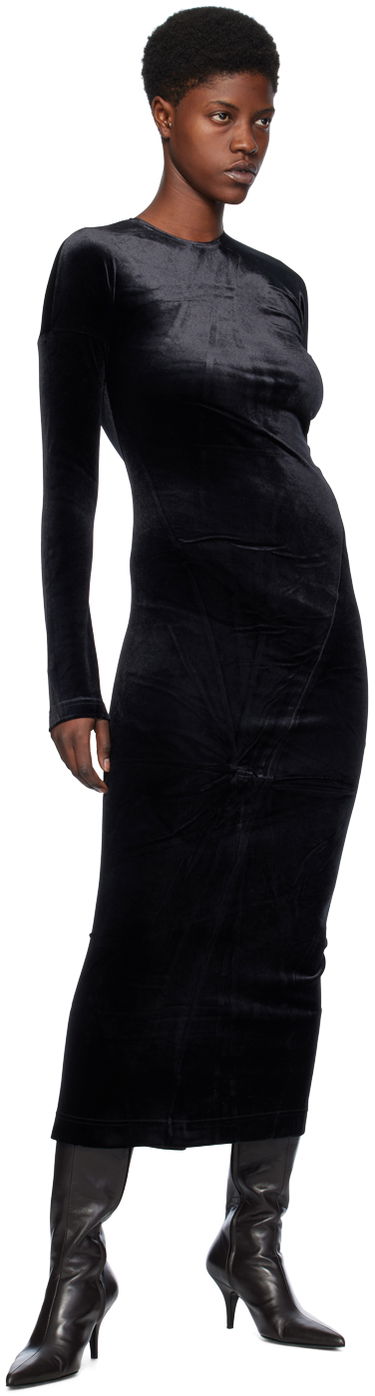 Obleke TOTEME Twisted Velvet Midi Dress Črna | 234-WRD824-FB0078, 3