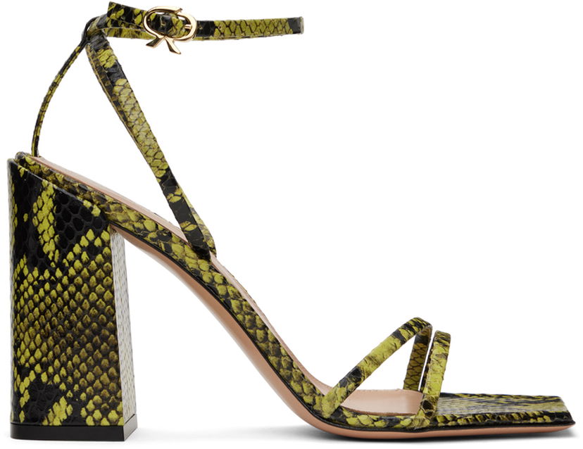Modni dodatki Gianvito Rossi Gianvito Rossi Snakeskin Heeled Sandals Zelena | G32336.95RIC.BON