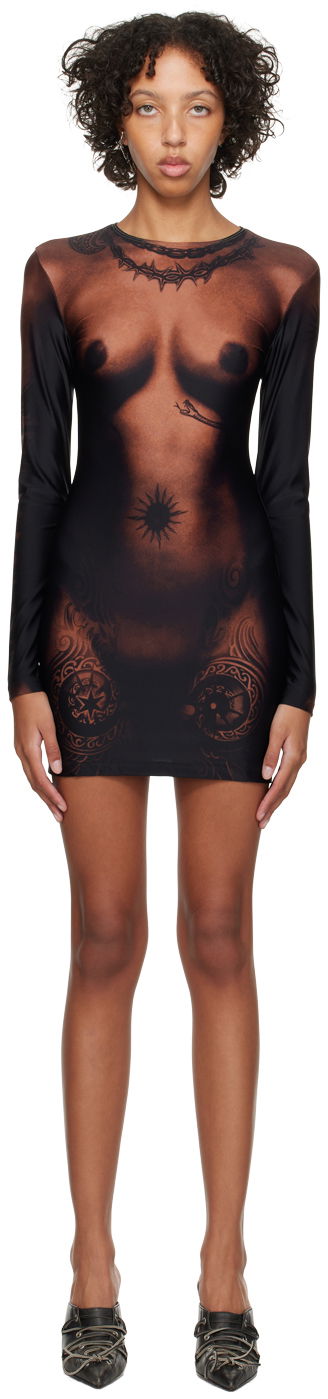 Obleke Jean Paul Gaultier Jean Paul Gaultier 'The Short Ebony Body Tattoo' Minidress Večbarvna | 23/15-F-RO070-J527-67