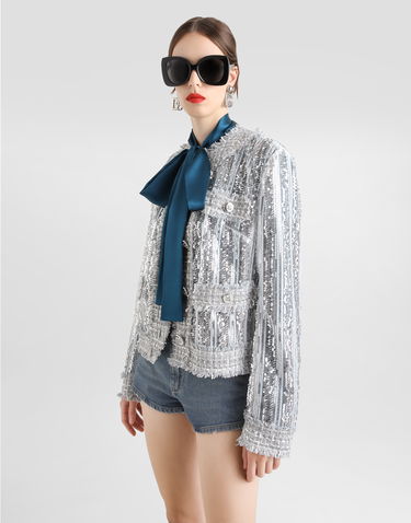 Jakna Dolce & Gabbana Dolce & Gabbana Tulle Gabbana Jacket with Sequin Embroidery Siva | F27DLTFLSKCS0998, 3