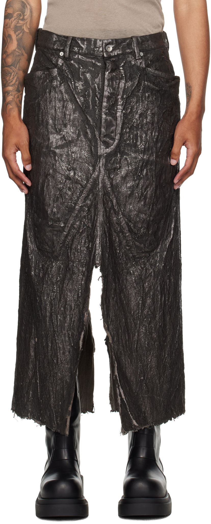 Krila Rick Owens Concordians Long Slivered Denim Skirt Črna | RU02E1330 BZMT