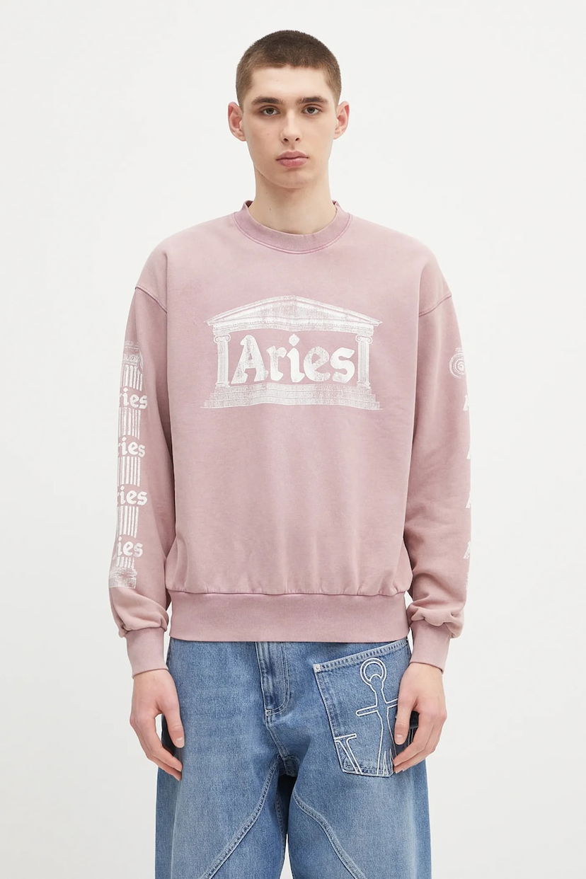 Pulover Aries Aries Aged Ancient Column Graphic Sweatshirt Roza | AR2003303