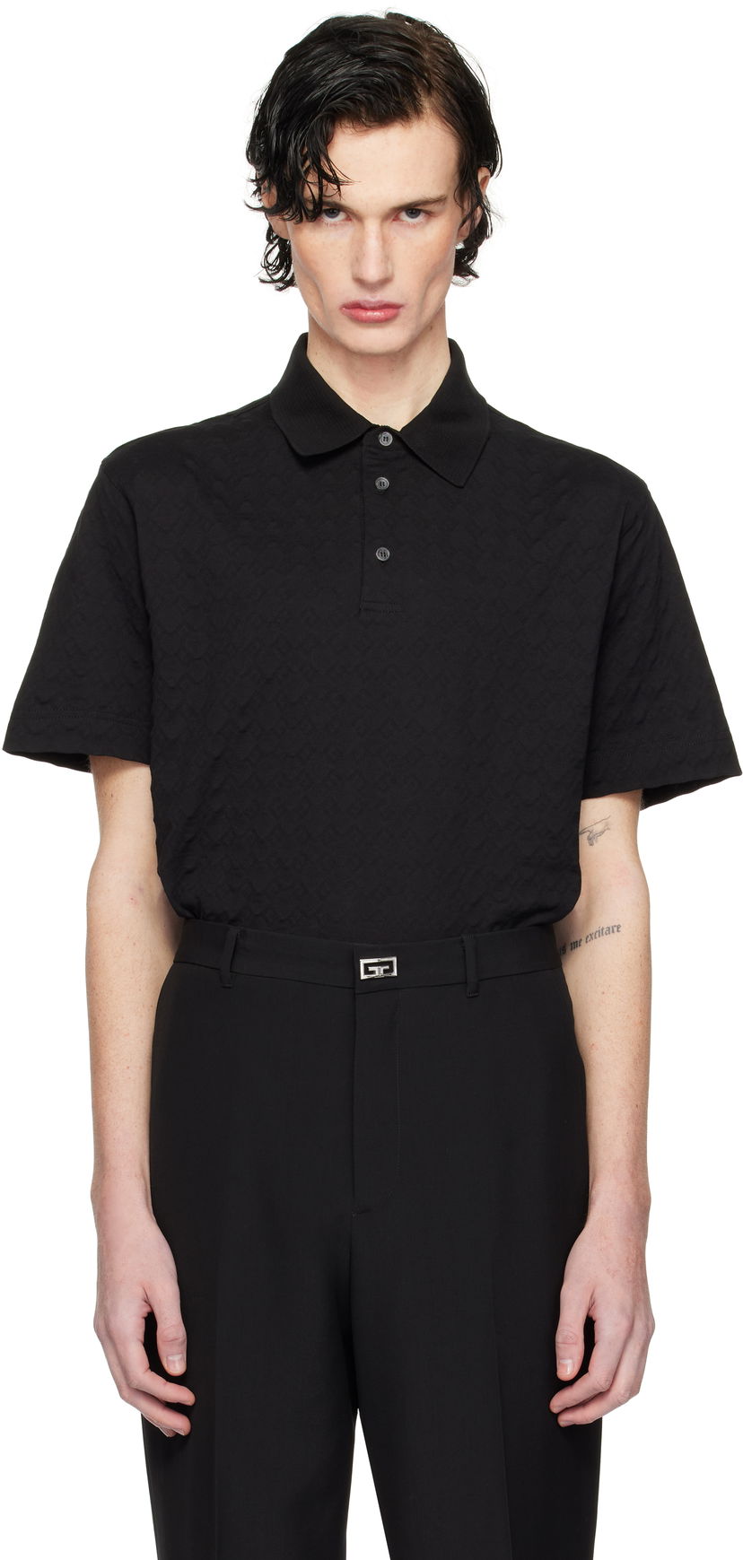 Polo majica Givenchy Classic Fit Embroidered Polo Črna | BM71KR3YPA001