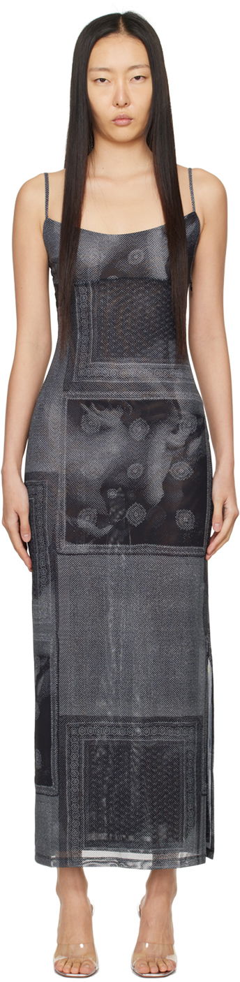 Obleke Miaou Miaou Thais Print Maxi Dress Črna | 5019PM1SCI