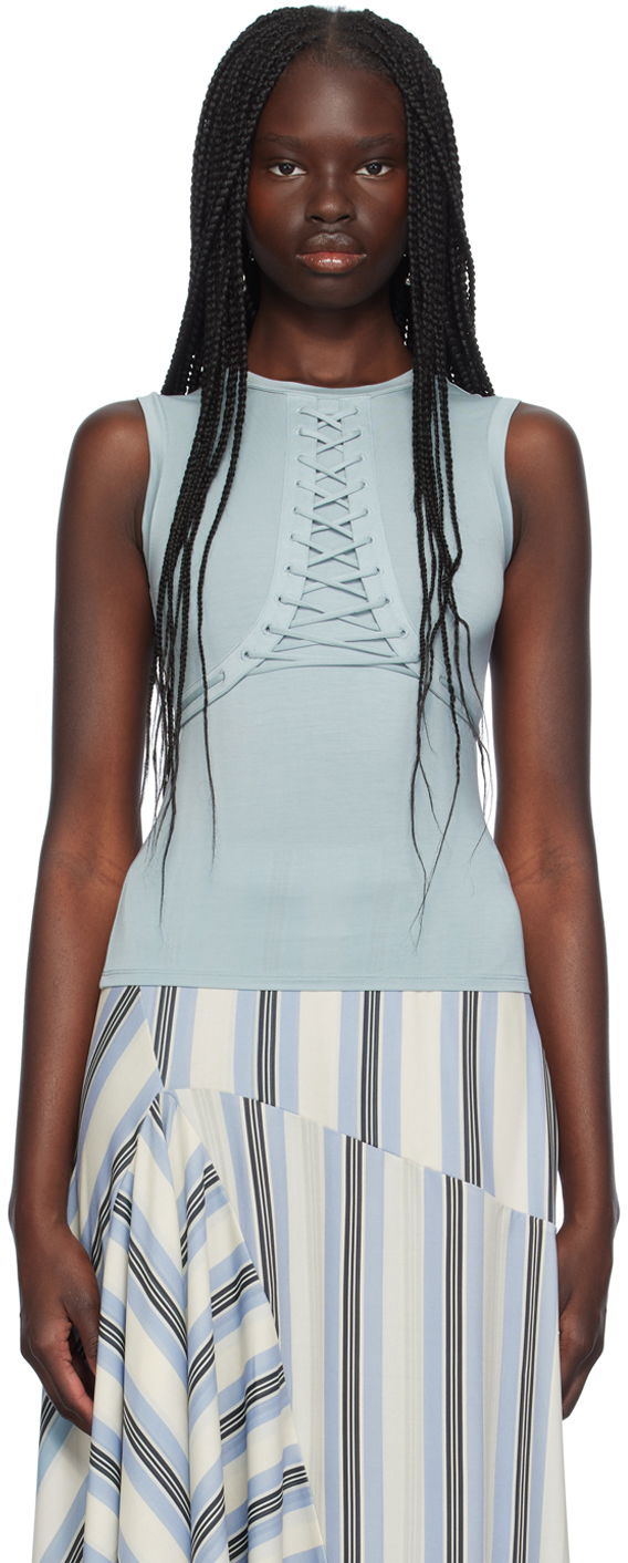 Majica brez rokavov Miaou Miaou Zora Lace-Up Tank Top Modra | 7127TJBAIR