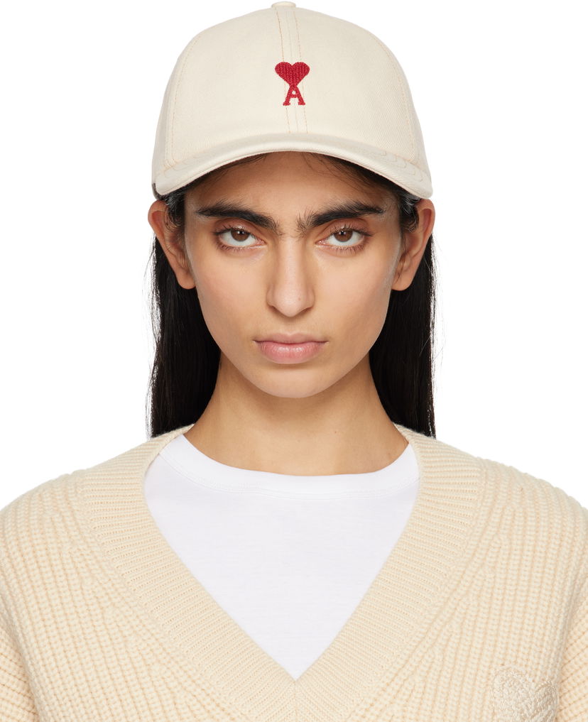 Kapa AMI AMI Paris Ami de Coeur Embroidered Cotton Baseball Cap Bež | UCP116.DE0039
