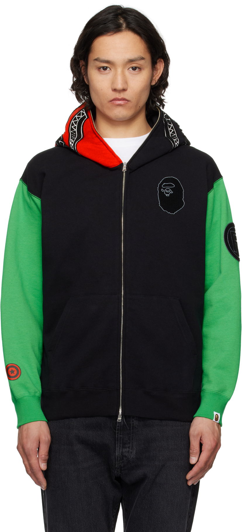 Pulover BAPE Shark Full Zip Hoodie Črna | 001ZPK701308M