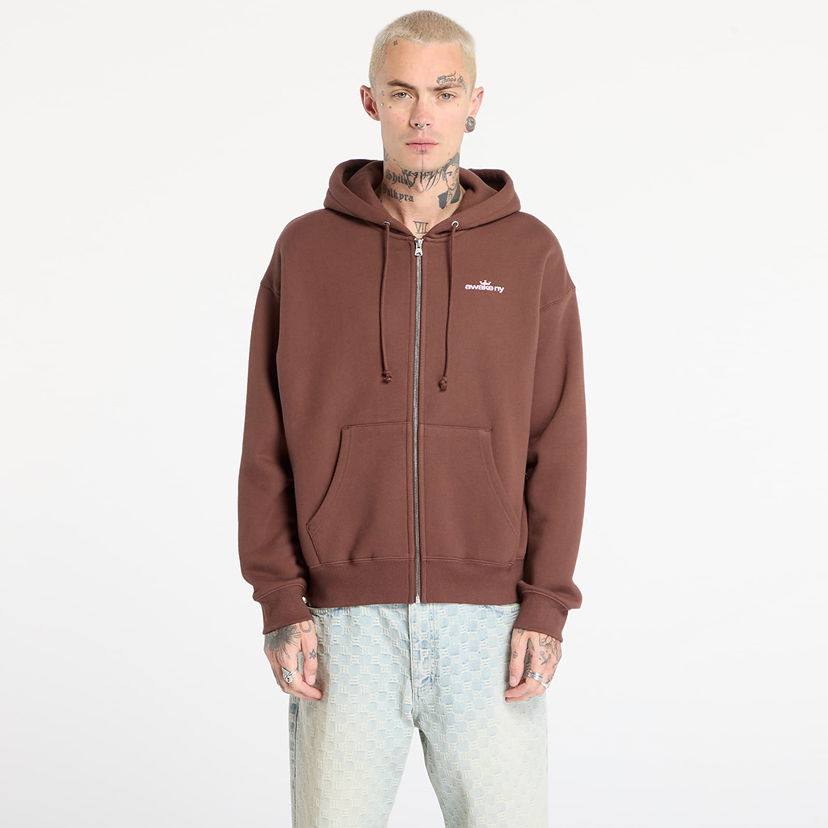 Pulover Awake NY Awake NY Crown Logo Full-Zip Hoodie Rjava | AWK-FW25-HD003-BRN