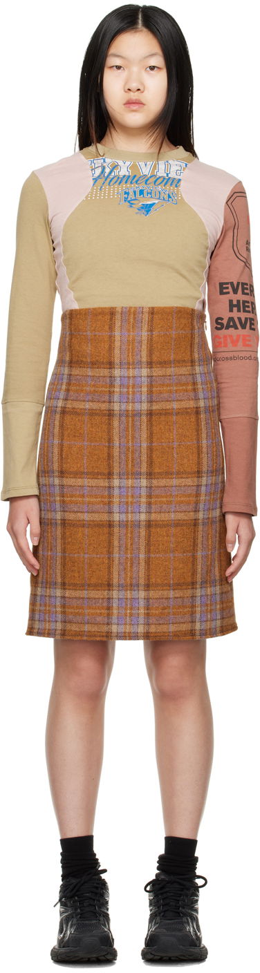 Krila We11done Plaid Mini Dress Rjava | WD-OP3-22-219-W-OR