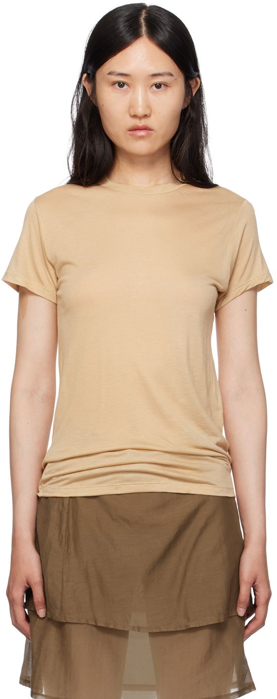 Majica Baserange Semi-Sheer T-Shirt Bež | TOCT-BL-000