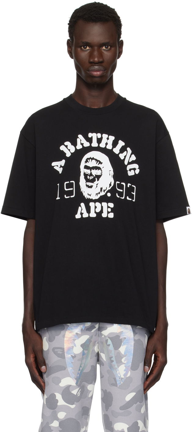 Majica BAPE Ape Head College Graphic T-shirt Črna | 001TEK301352M