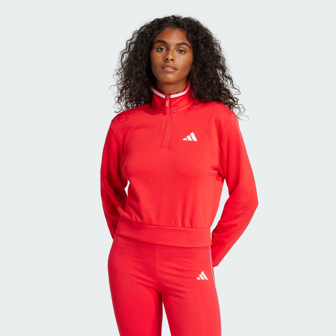 Pulover adidas Performance Crop Quarter-Zip Track Jacket Rdeča | JG4171, 0