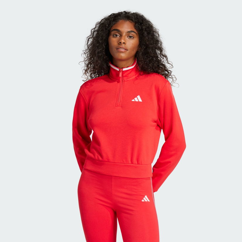 Pulover adidas Performance Crop Quarter-Zip Track Jacket Rdeča | JG4171
