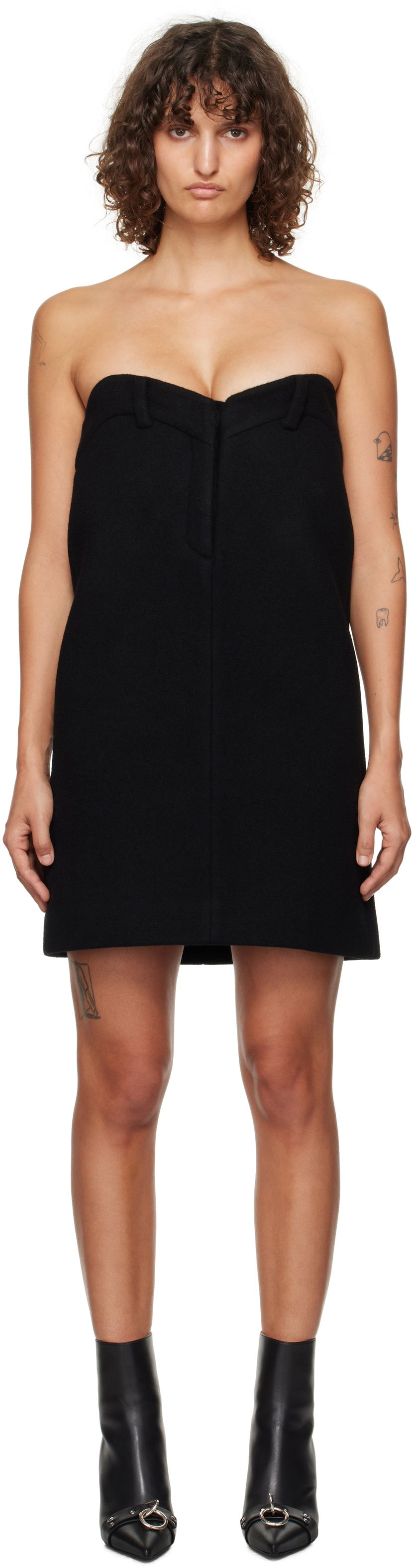 Obleke We11done We11done Sweetheart Mini Dress Črna | WD-OP3-24-119-W-BK
