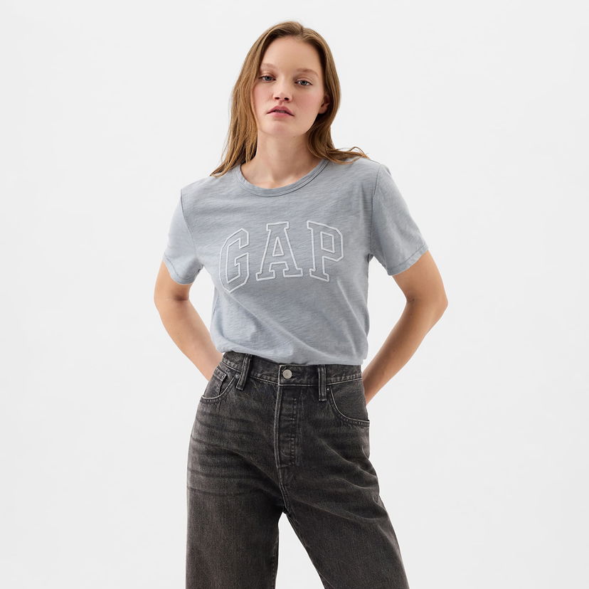 Majica GAP Logo Slub Tee Crystal Blue Dusk Siva | 871344-00