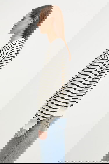 Pulover Anine Bing ANINE BING Dean Striped Sweatshirt Bela | A-08-11436-MTL69, 4