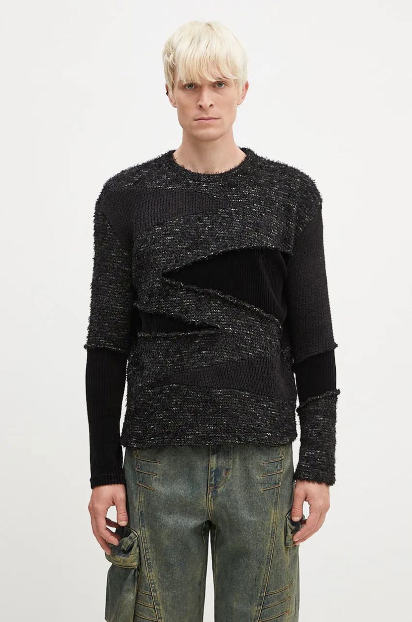 Pleteni pulover Andersson Bell Ghillie Color Block Distressed Sweater Črna | atb1170m