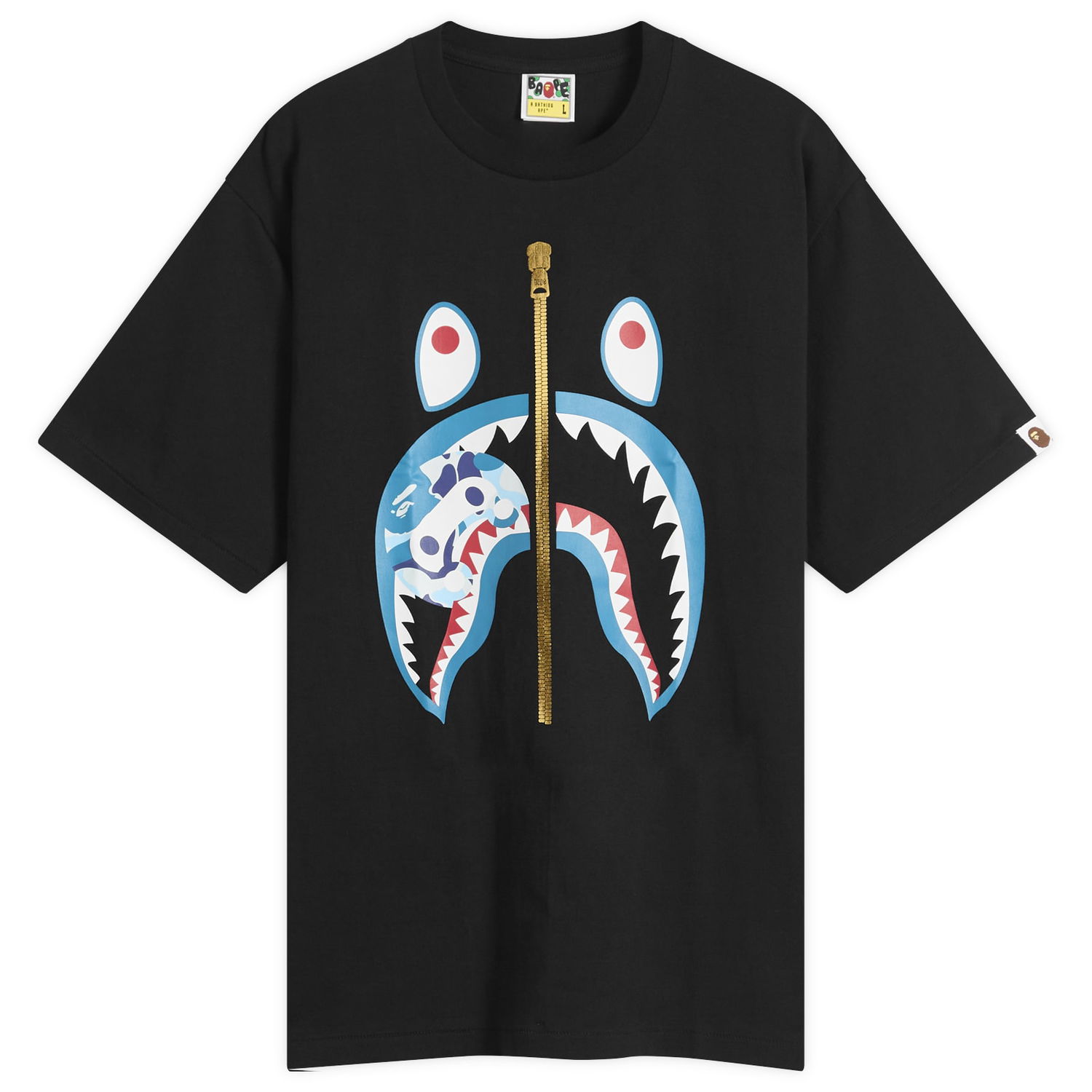 Majica BAPE Abc Camoilo Shark Graphic Tee, Size Large Črna | 002TEL301003M-BBU, 0