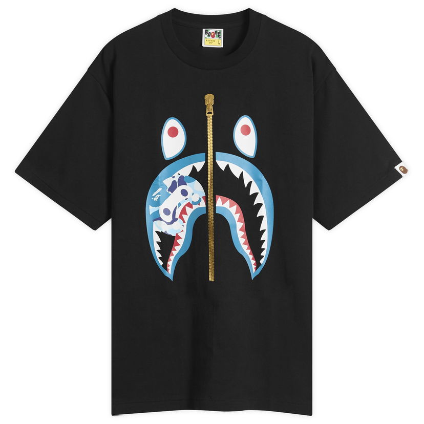 Majica BAPE Abc Camoilo Shark Graphic Tee, Size Large Črna | 002TEL301003M-BBU
