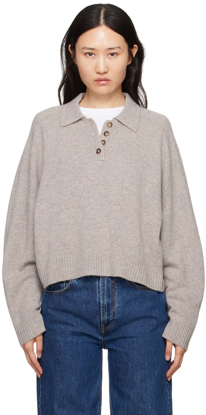 Pleteni pulover Loulou de Saison Loulou de Saison Homere Polo Sweater Bež | HOMERE