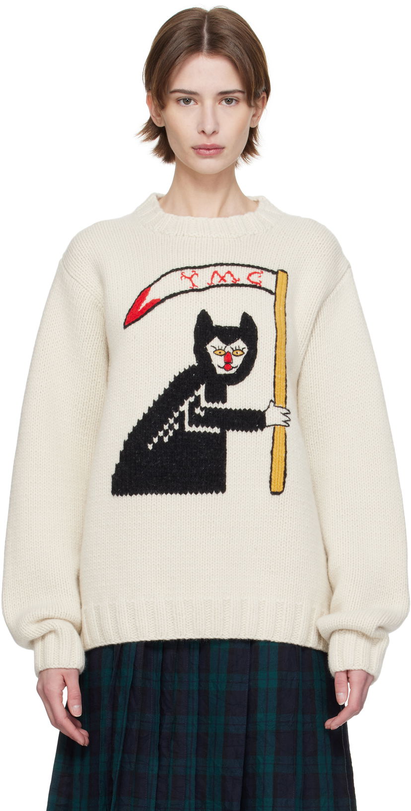 Pleteni pulover YMC YMC Bluto Vixen Knit Sweater Bež | P8XMG