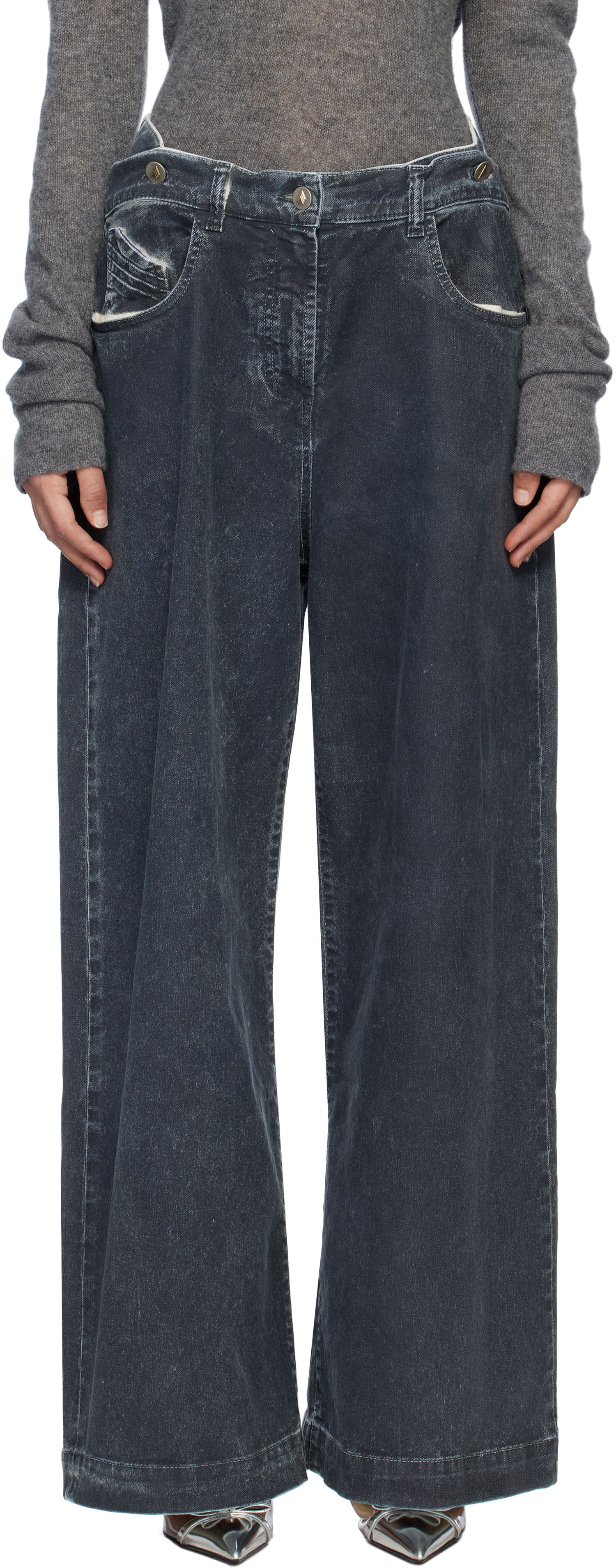 Kavbojke The Attico The Attico Long Wide-Leg Jeans Modra | 250WCP00190 DDD100AA, 0