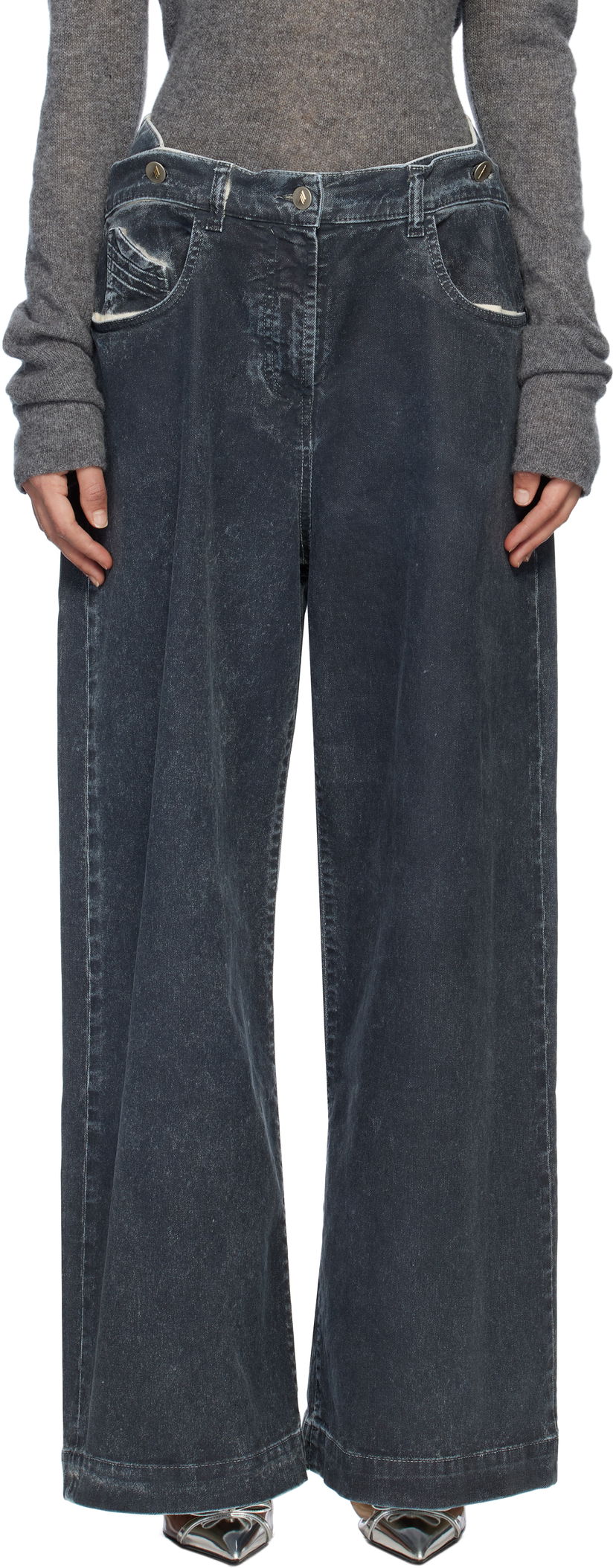 Kavbojke The Attico The Attico Long Wide-Leg Jeans Modra | 250WCP00190 DDD100AA