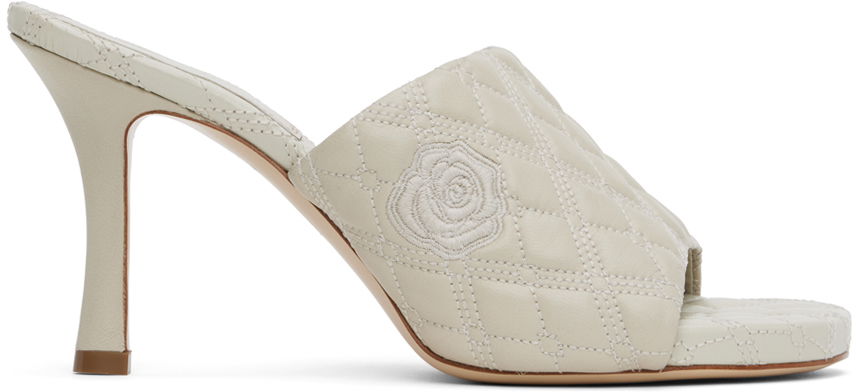 Nega čevljev Burberry Burberry Quilted Rose Leather Heeled Sandals Bela | 8092222, 0