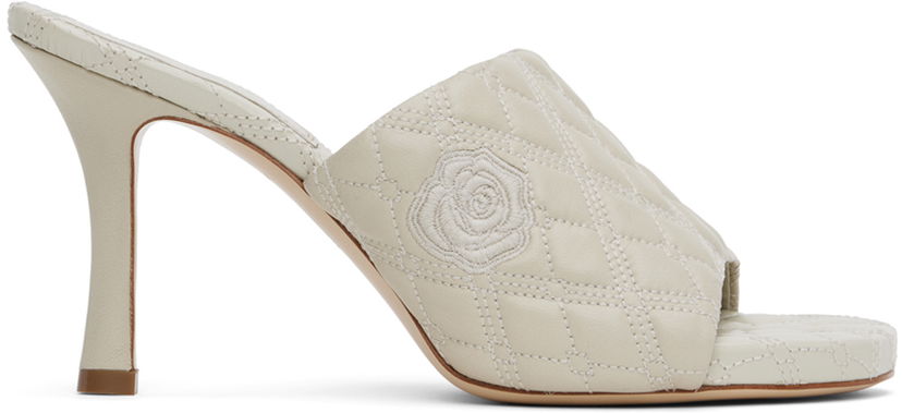 Nega čevljev Burberry Burberry Quilted Rose Leather Heeled Sandals Bela | 8092222