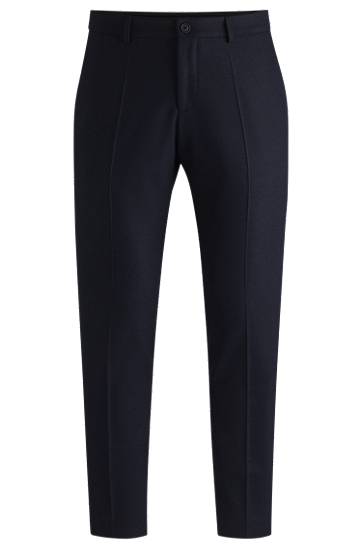 Hlače BOSS Slim-Fit Stretch Flannel Trousers Mornarica | 50530644