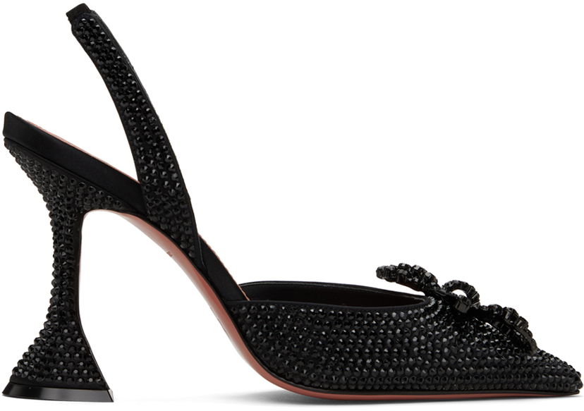 Superge in čevlji Amina Muaddi Amina Muaddi Rosie Crystal Slingback Heels Črna | ROSIE CRYSTAL SLING CL SATIN