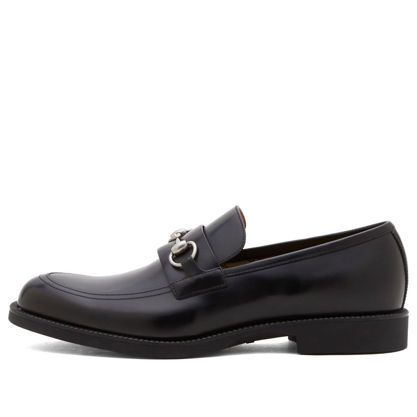 Superge in čevlji Gucci Tempe Horsebit Leather Loafer with Rubber Sole, Size EU 39 Črna | 812152-AAD7W-1000